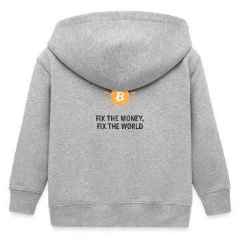 Fix_the_money - Kids Organic Zip-up Hoodie by Stanley/Stella - heather grey - Back