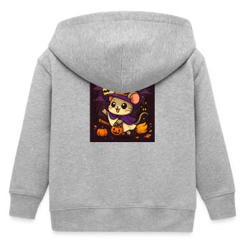 Cute Halloween Mouse as a Witch - Kids Organic Zip-up Hoodie by Stanley/Stella - heather grey - Back
