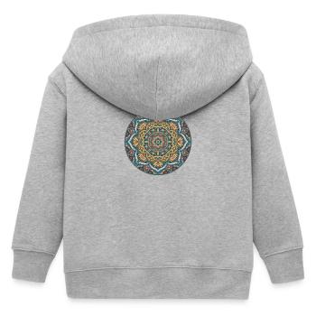 Mandala Circle Pattern in Blue Gold - Kids Organic Zip-up Hoodie by Stanley/Stella - heather grey - Back