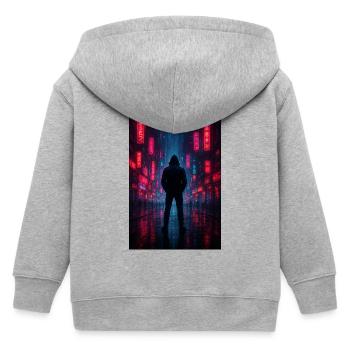 Nachtneon in der Cyberstadt - Kinder Organic Kapuzenjacke Mini Cultivator von Stanley/Stella - Grau meliert - Hinten