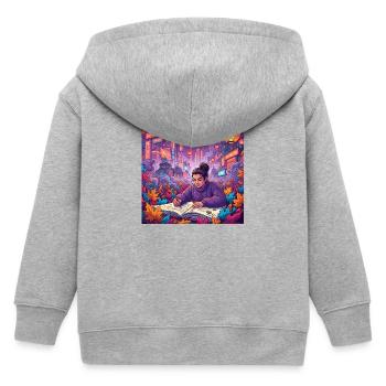 Person skizziert in Berlin im Herbst - Kinder Organic Kapuzenjacke Mini Cultivator von Stanley/Stella - Grau meliert - Hinten