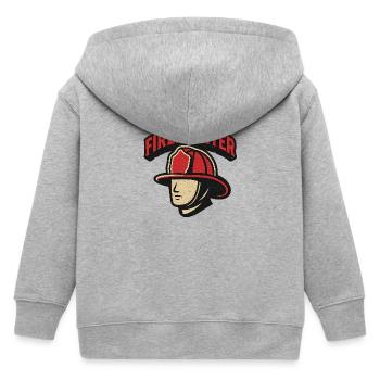 Firefighter Hero Retro - Kids Organic Zip-up Hoodie by Stanley/Stella - heather grey - Back