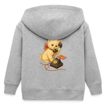 Style rétro de chaton au téléphone - Veste à capuche enfant bio Stanley/Stella - gris chiné - Dos