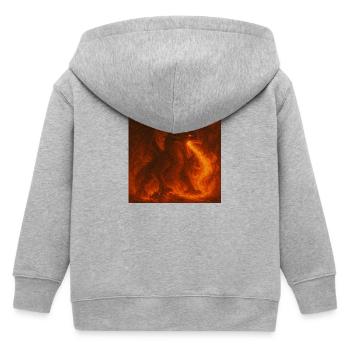 Fire dragon in glowing flames - Kids Organic Zip-up Hoodie by Stanley/Stella - heather grey - Back