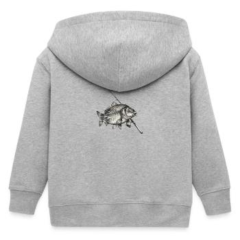 Karpfen Fisch Rute Angeln Ink Vektor - Kinder Organic Kapuzenjacke Mini Cultivator von Stanley/Stella - Grau meliert - Hinten