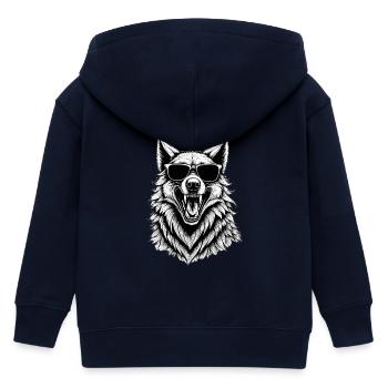 lachender Wolf mit Sonnenbrille - Kinder Organic Kapuzenjacke Mini Cultivator von Stanley/Stella - Navy - Hinten