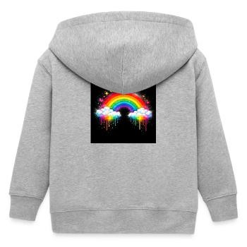 Rainbow Cloud Graffiti Drop - Kids Organic Zip-up Hoodie by Stanley/Stella - heather grey - Back