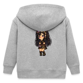 Luna chibi steampunk avec des étincelles violettes - Veste à capuche enfant bio Stanley/Stella - gris chiné - Dos