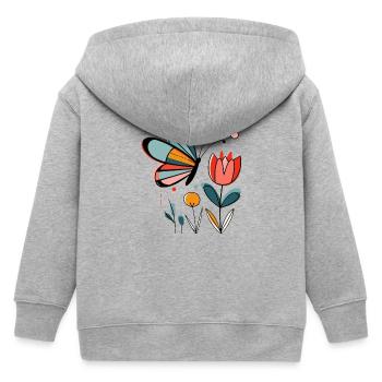 Papillon à motif printanier avec des fleurs - Veste à capuche enfant bio Stanley/Stella - gris chiné - Dos