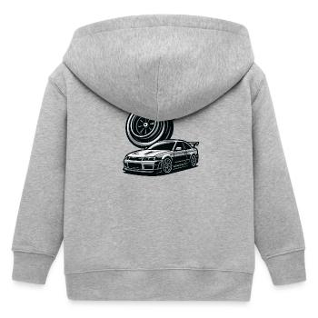 Detailreiche Automobil- und Turbinensilhouette - Kinder Organic Kapuzenjacke Mini Cultivator von Stanley/Stella - Grau meliert - Hinten