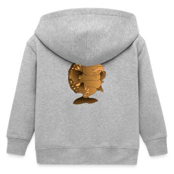 Plumpiges Spiegelkarpfen-Cartoon-Angeldesign - Kinder Organic Kapuzenjacke Mini Cultivator von Stanley/Stella - Grau meliert - Hinten