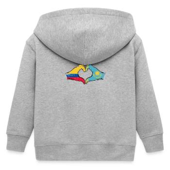 Colombie Kazakhstan drapeau mains forme de coeur utilisé - Veste à capuche enfant bio Stanley/Stella - gris chiné - Dos
