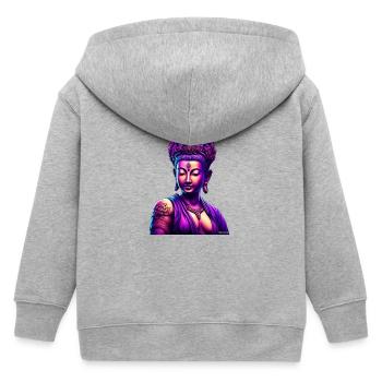 Neon-Buddha mit Lotuskrone - Kinder Organic Kapuzenjacke Mini Cultivator von Stanley/Stella - Grau meliert - Hinten