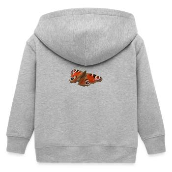 Red Eyespot Butterfly - Kids Organic Zip-up Hoodie by Stanley/Stella - heather grey - Back