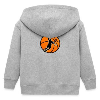 Basketball Power Dunk - Kids Organic Zip-up Hoodie by Stanley/Stella - heather grey - Back