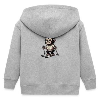Niedlicher Affe beim Ski fahren im Winter - - Kinder Organic Kapuzenjacke Mini Cultivator von Stanley/Stella - Grau meliert - Hinten