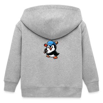 Pinguin Baseballspieler Action - Kinder Organic Kapuzenjacke Mini Cultivator von Stanley/Stella - Grau meliert - Hinten