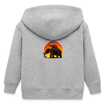 Elephant Turtle Sunset Design - Kids Organic Zip-up Hoodie by Stanley/Stella - heather grey - Back