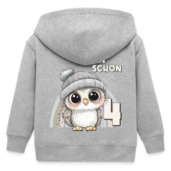 4th Birthday Owl Rainbow Cute Cute - Kids Organic Zip-up Hoodie by Stanley/Stella - heather grey - Back