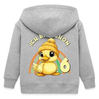 6. Geburtstag Ente Regenbogen Süß Niedlich - Kinder Organic Kapuzenjacke Mini Cultivator von Stanley/Stella - Grau meliert - Hinten