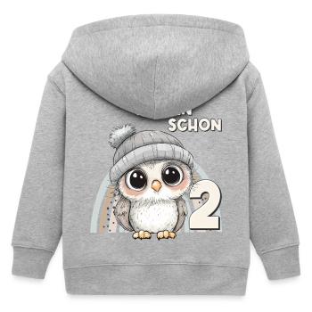 2nd Birthday Owl Rainbow Cute Cute - Kids Organic Zip-up Hoodie by Stanley/Stella - heather grey - Back