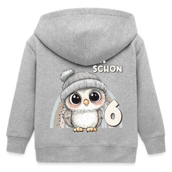 6. Geburtstag Eule Regenbogen Süß Niedlich - Kinder Organic Kapuzenjacke Mini Cultivator von Stanley/Stella - Grau meliert - Hinten