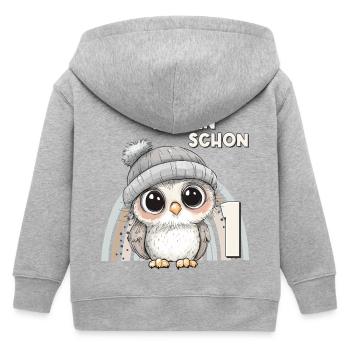 1er anniversaire hibou arc-en-ciel mignon mignon - Veste à capuche enfant bio Stanley/Stella - gris chiné - Dos