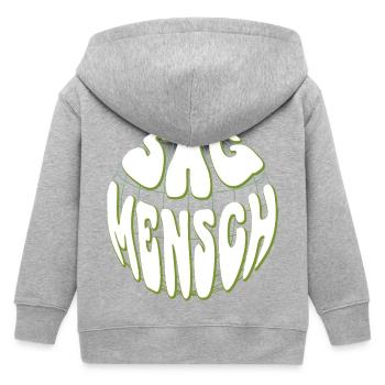 Globale Retro Typo Neon Grün - Sag Mensch - Kinder Organic Kapuzenjacke Mini Cultivator von Stanley/Stella - Grau meliert - Hinten