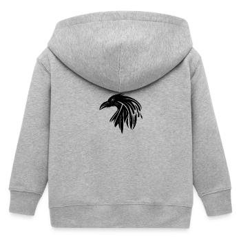 Raven with sinister look as a tattoo portrait - Kids Organic Zip-up Hoodie by Stanley/Stella - heather grey - Back