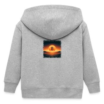 Bitcoin Logo Wüsten Sonnenaufgang Digital - Kinder Organic Kapuzenjacke Mini Cultivator von Stanley/Stella - Grau meliert - Hinten