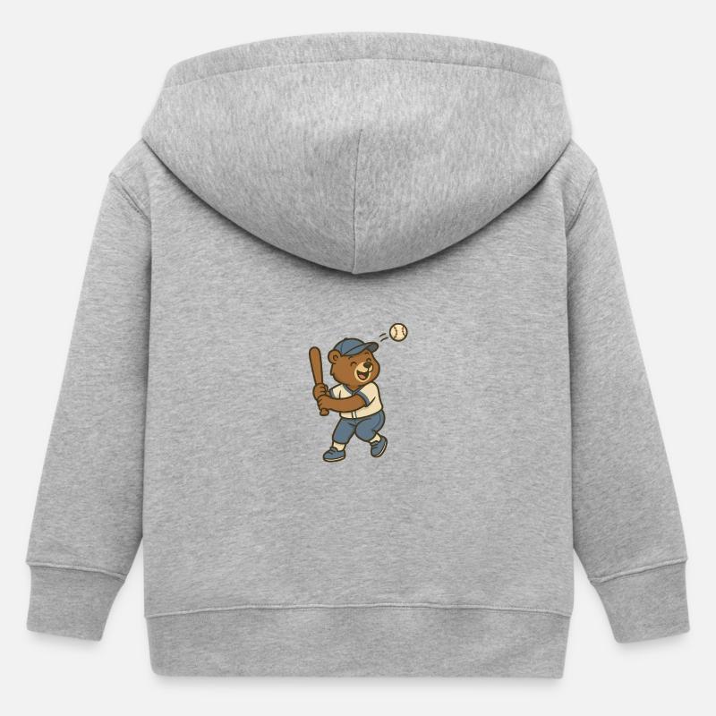 Baseball - Ours - Veste à capuche enfant bio Stanley/Stella - gris chiné