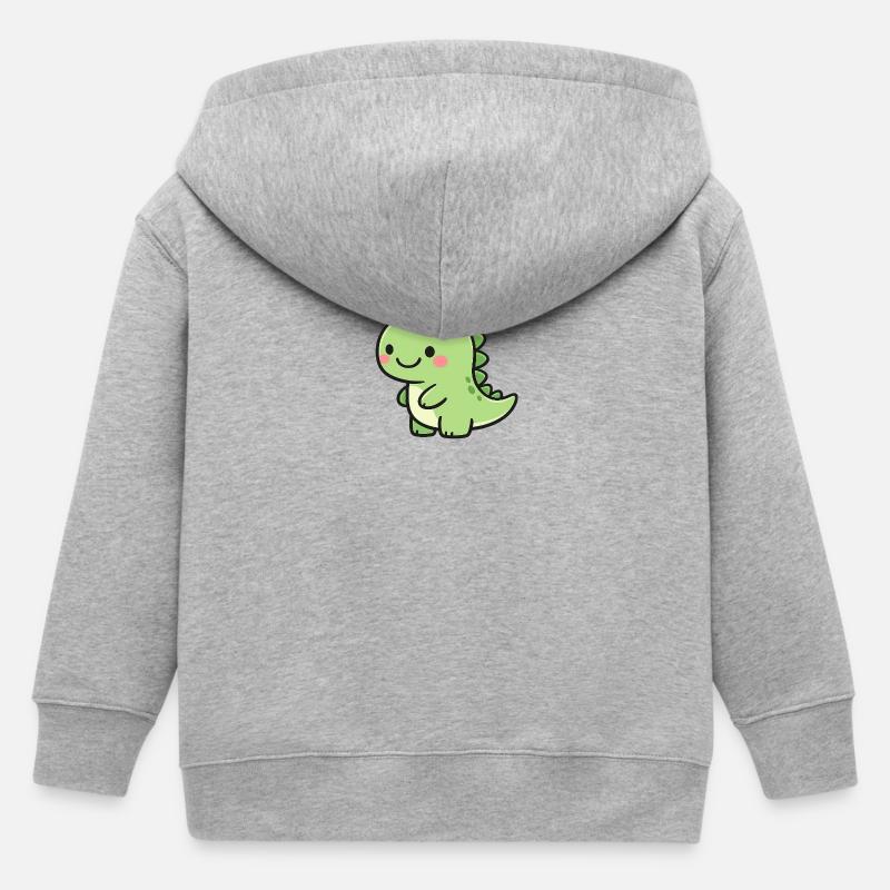 Petit Dino Vert - Veste à capuche enfant bio Stanley/Stella - gris chiné