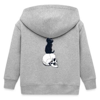Chaton mignon assis sur un crâne - Veste à capuche enfant bio Stanley/Stella - gris chiné - Dos