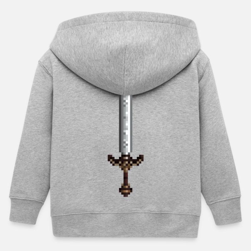 Épée pixel art style rétro 8 bit - Veste à capuche enfant bio Stanley/Stella - gris chiné