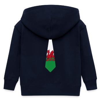 Walisisches Drachenkrawatten-Grün-Weiß-Thema - Kinder Organic Kapuzenjacke Mini Cultivator von Stanley/Stella - Navy - Hinten