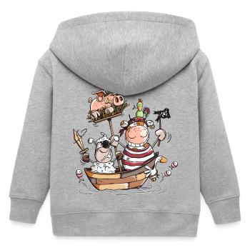 Lustige Bauernhofpiraten - Pirat - Seeräuber - Kinder Organic Kapuzenjacke Mini Cultivator von Stanley/Stella - Grau meliert - Hinten