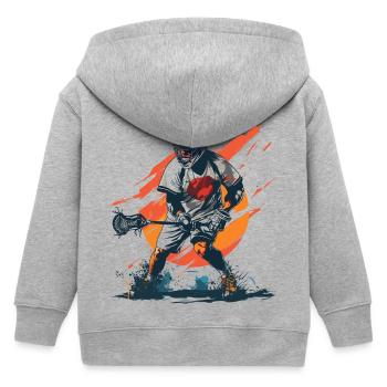 Lacrosse player - Kids Organic Zip-up Hoodie by Stanley/Stella - heather grey - Back