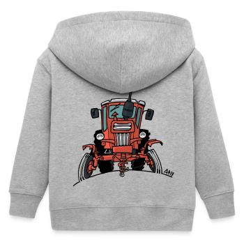 512 Alter roter Traktor - Kinder Organic Kapuzenjacke Mini Cultivator von Stanley/Stella - Grau meliert - Hinten