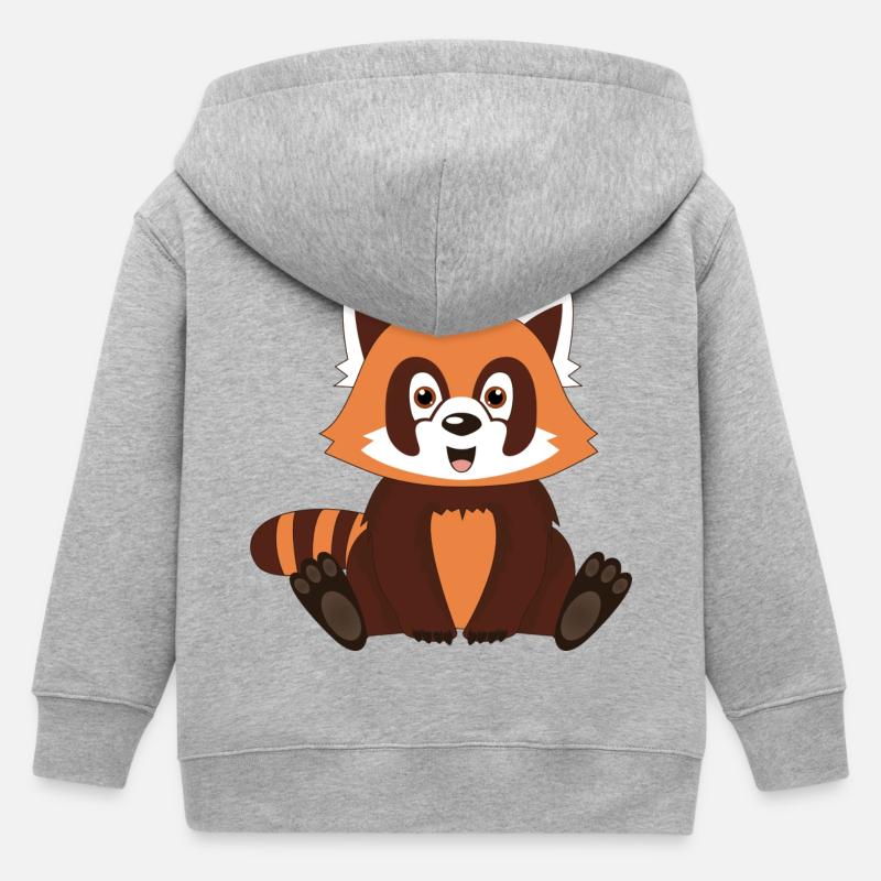 ours panda rouge - Veste à capuche enfant bio Stanley/Stella - gris chiné
