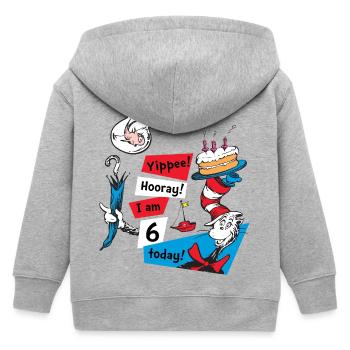 Cat In The Hat Birthday Design 5 Years Saying - Kids Organic Zip-up Hoodie by Stanley/Stella - heather grey - Back
