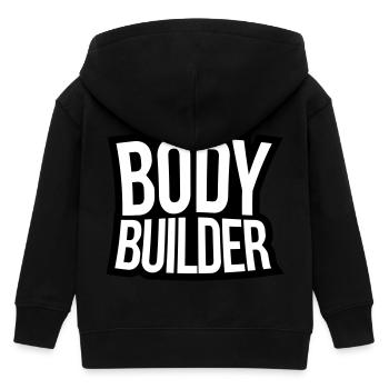 Bodybuilder text - Kids Organic Zip-up Hoodie by Stanley/Stella - black - Back