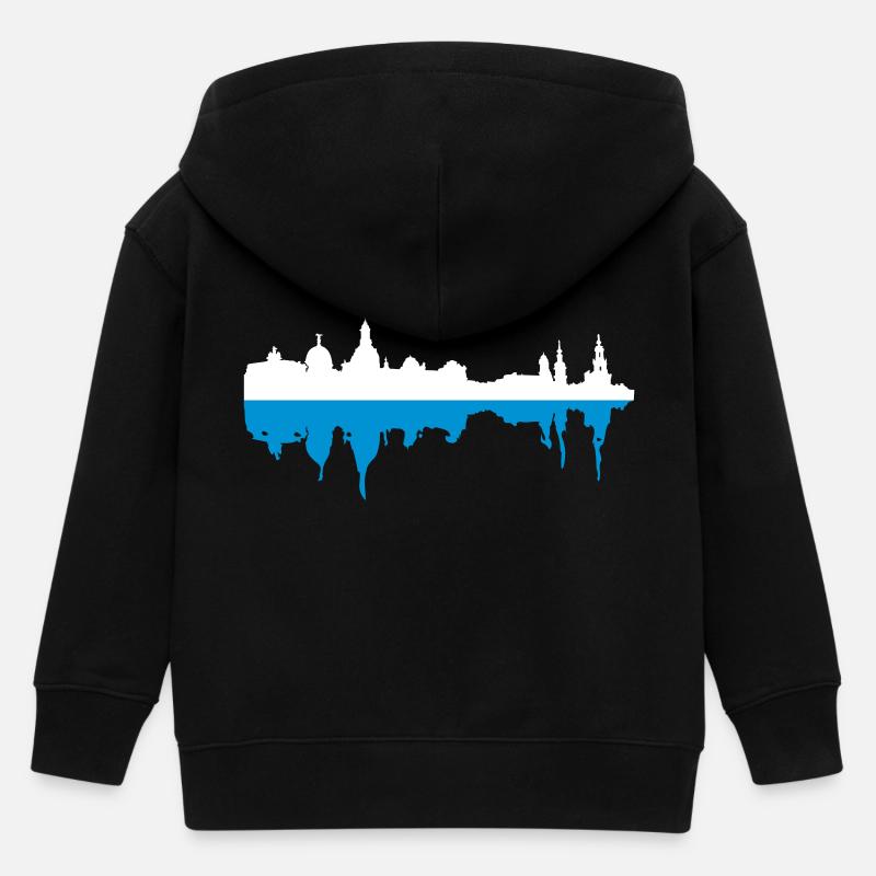 Dresden Skyline 2farbig - Kinder Organic Kapuzenjacke Mini Cultivator von Stanley/Stella - Schwarz