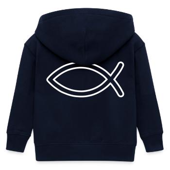 Jesus Fisch Symbol - Kinder Organic Kapuzenjacke Mini Cultivator von Stanley/Stella - Navy - Hinten