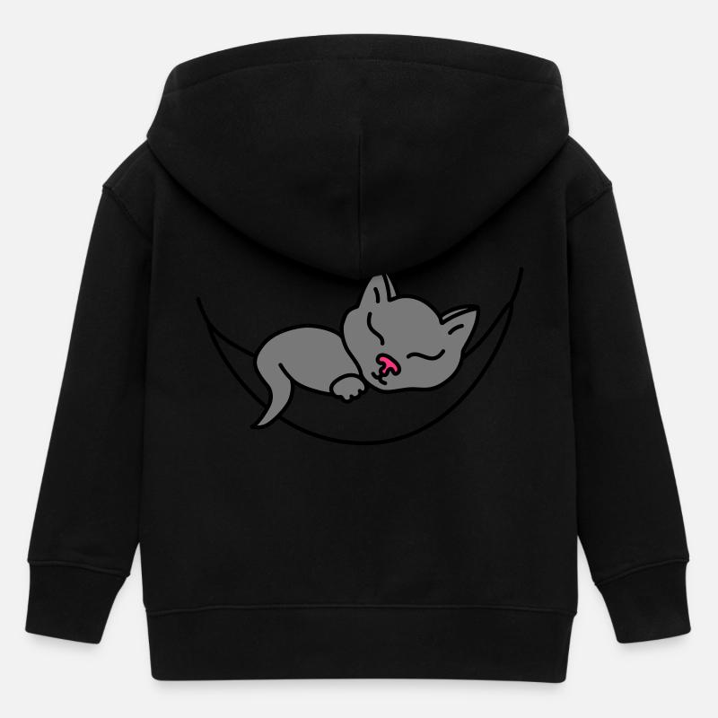 Chat endormi - Veste à capuche enfant bio Stanley/Stella - noir