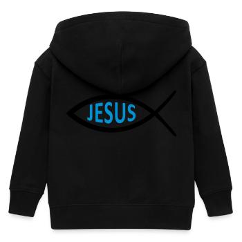 jesus fisch symbol - Kinder Organic Kapuzenjacke Mini Cultivator von Stanley/Stella - Schwarz - Hinten