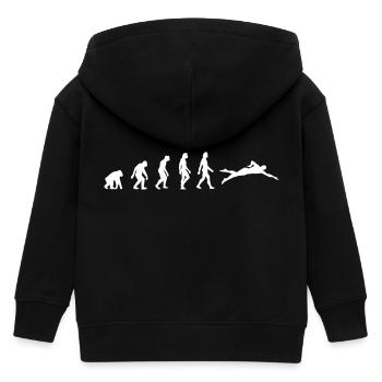 Die Evolution des Schwimmens - Kinder Organic Kapuzenjacke Mini Cultivator von Stanley/Stella - Schwarz - Hinten
