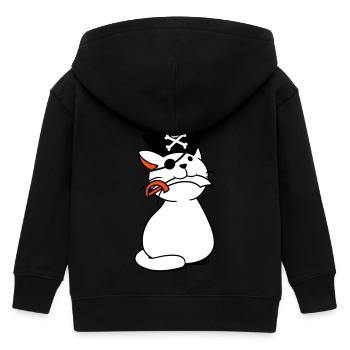 Cute Pirate Cat Buccaneer Eye Patch Hat Saber - Kids Organic Zip-up Hoodie by Stanley/Stella - black - Back