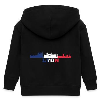 Lyon City Skyline France Landmark Map - Kids Organic Zip-up Hoodie by Stanley/Stella - black - Back