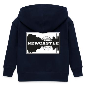 Newcastle England Travel Souvenir Skyline Silhouet - Kids Organic Zip-up Hoodie by Stanley/Stella - navy - Back