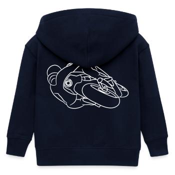 Rennmotorrad in Schräglage - von hinten, hell - Kinder Organic Kapuzenjacke Mini Cultivator von Stanley/Stella - Navy - Hinten